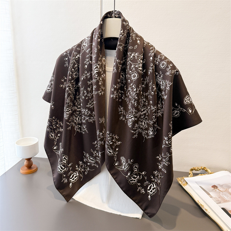 Ascot Neck Scarf - Роскошный винтажный квадратный платок 90x90 см